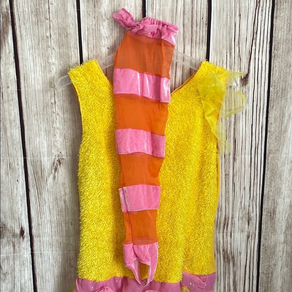 *Adult Women’s Big Bird Inspired Flapper Style Pink and Yellow Costume Dress - Picture 2 of 6